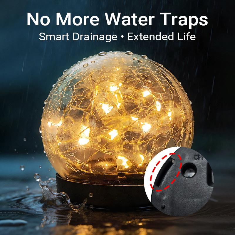 Solar Globe Lights Outdoor Waterproof-Solar Balls Garden-Cracked Glass Ball Solar Lights Outdoor-Solar Orbs Outside-Outdoor Decorations Patio & Yard Lawn Backyard Decor