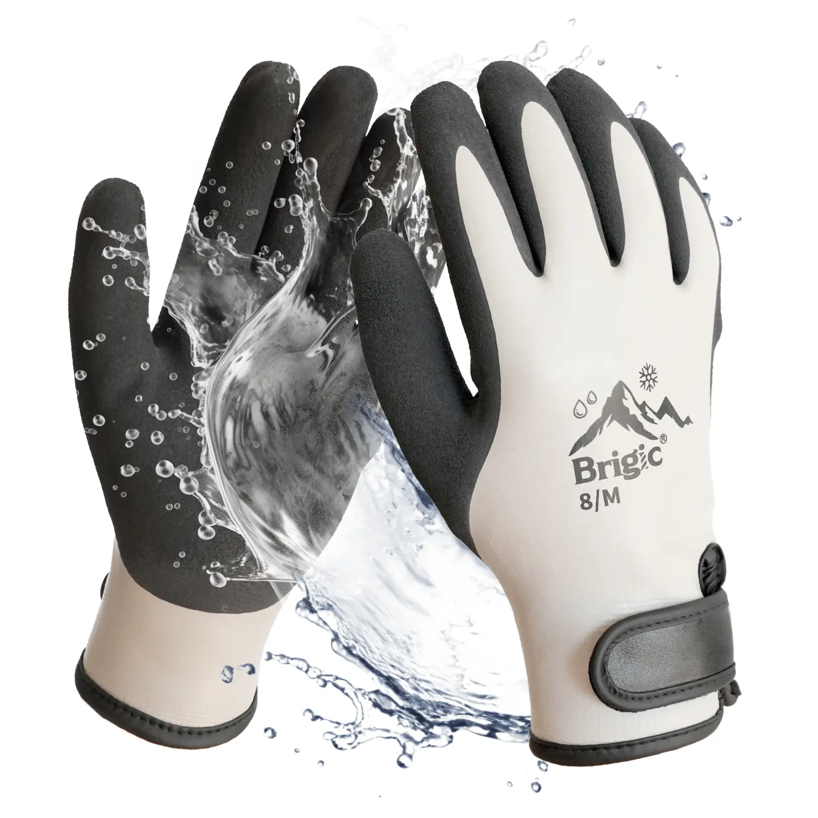 Brigic Heavy-Duty Anti-Slip Safety Work Gloves, Winter Waterproof Seam-Sealed with Mohair Lining, Reinforced Stitch, Textured Palm, Durable & Flexible for Cold-Weather Gardening, Home Improvement Tasks