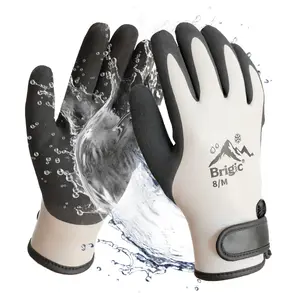 Brigic Waterproof Weatherproof Winter Work Gloves Gray Mohair Lining Enhanced Grip Durable Flexible for Gardening & Outdoor Tasks