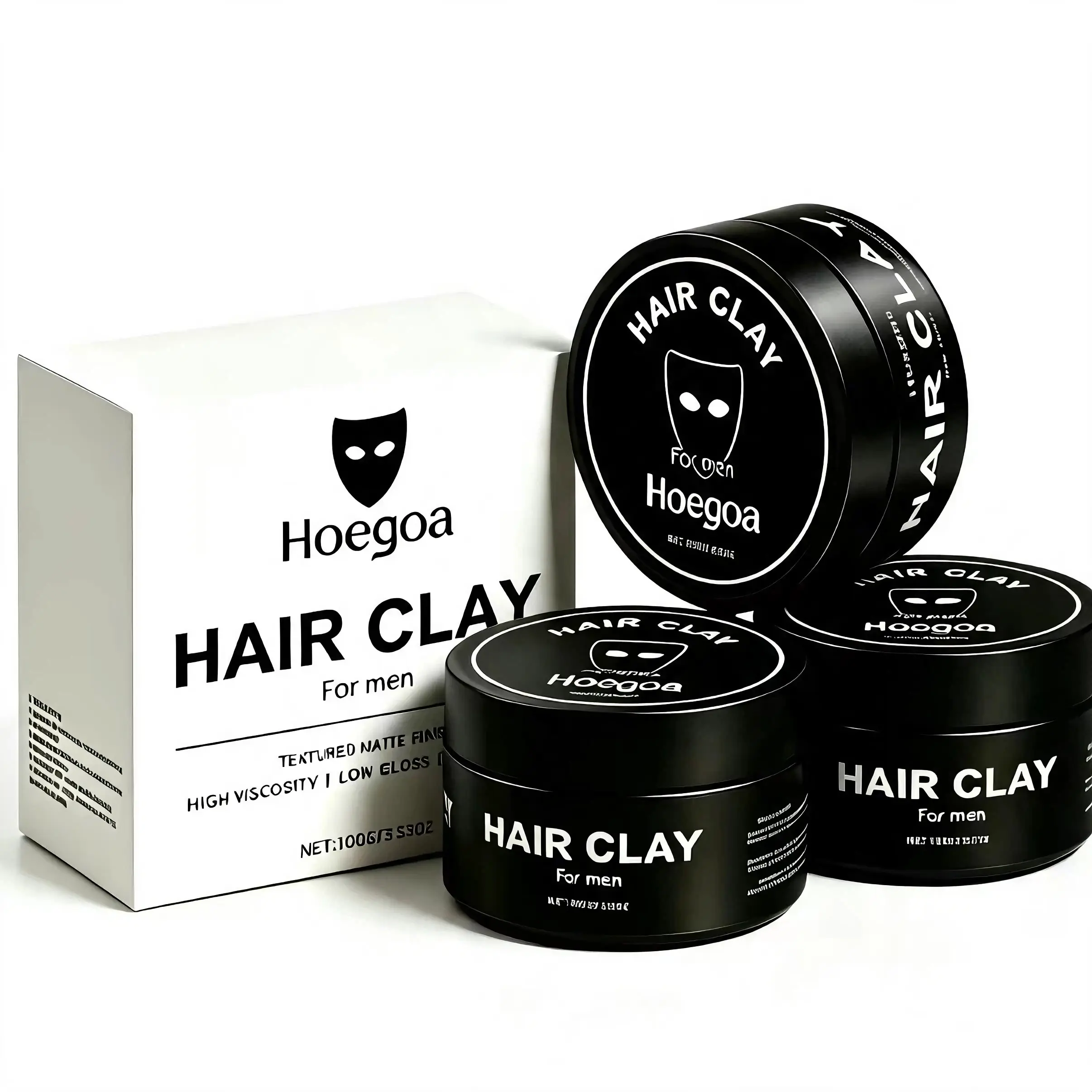 Men's 3-Piece Hair Clay, Hair Styling Products - Easy to Apply, Matte Finish, Strong Hold, Volume Boost, Black-Owned Edge Control Paste