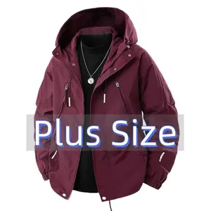 Men’s Heavy-Duty Hooded Jacket – Windproof, Plus Size/Big & Tall, Black Men’s Coat