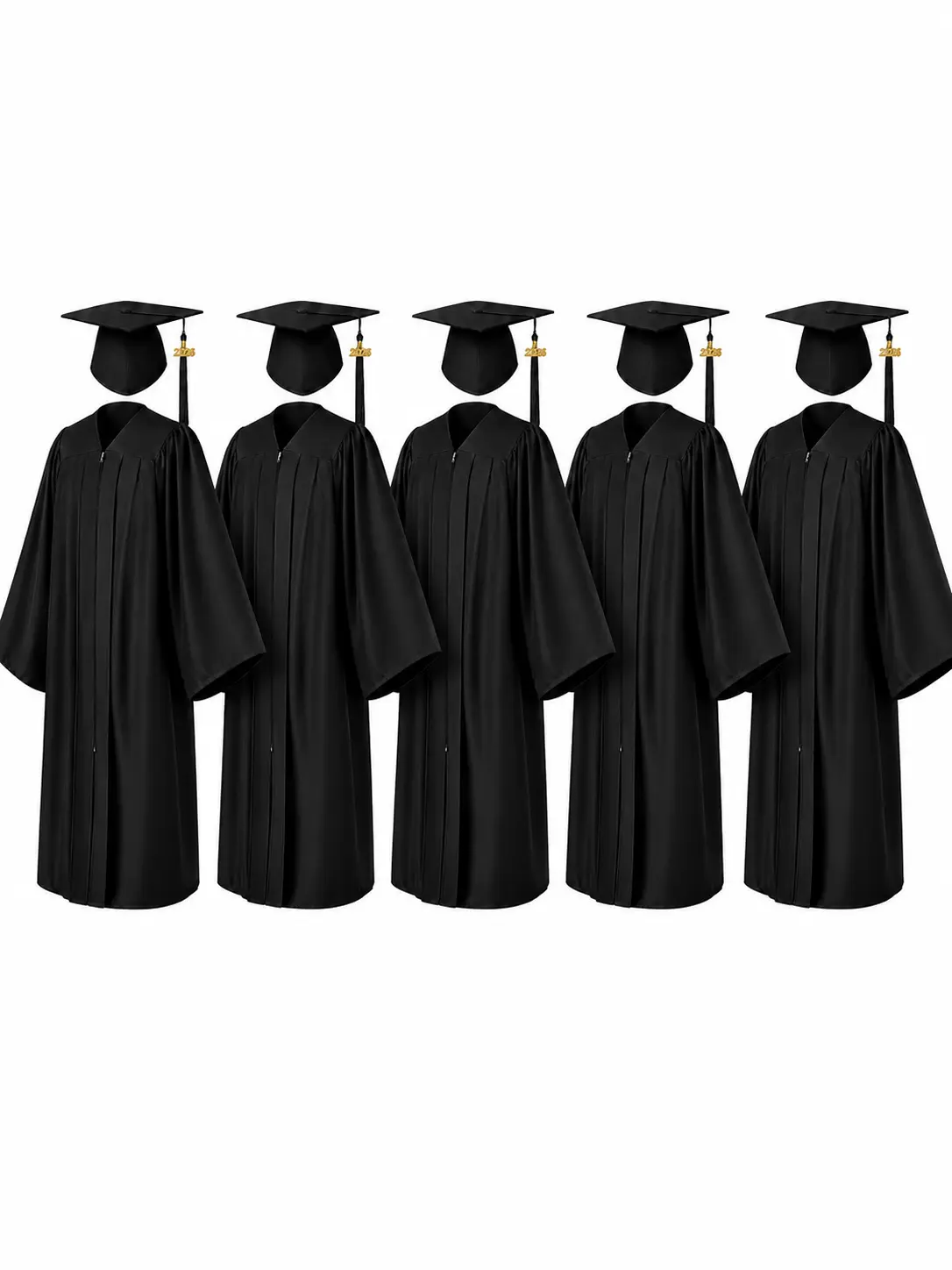 5 Pcs Matte Graduation Cap and Gown with 2026Tassel,Adult Graduation Gown for High School & Bachelor