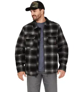 Brothers And Sons Men's Wool Full Zip Plaid Print Jacket - Basfa22o11-Blk