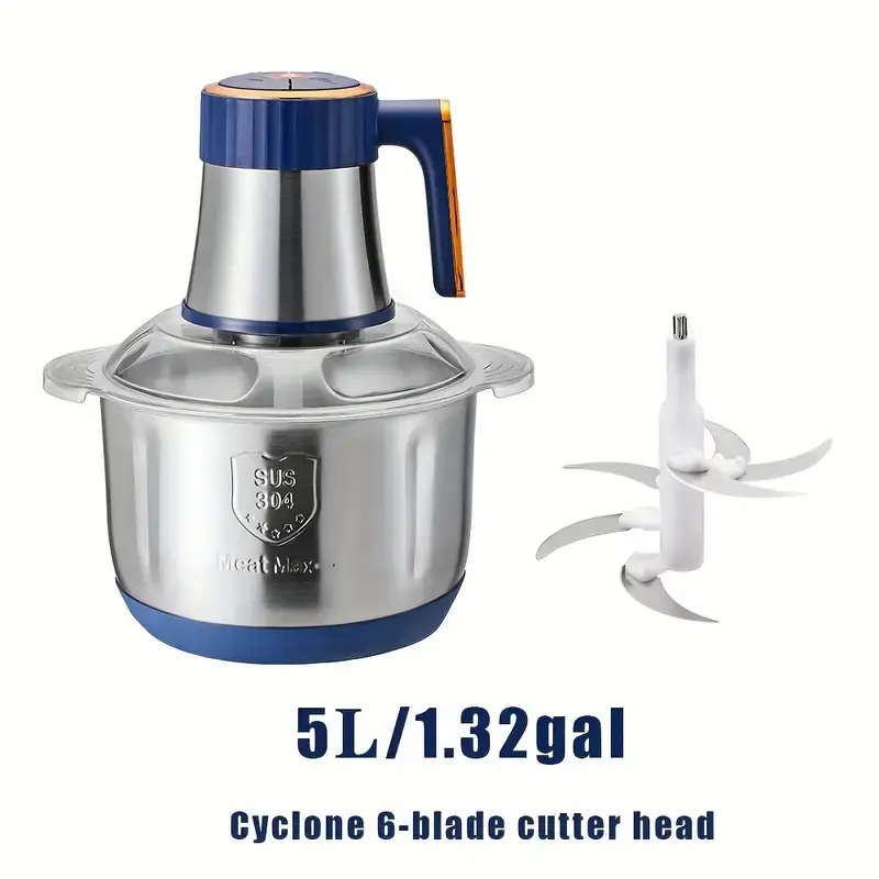 Stainless Steel Electric Meat Grinder & Food Processor - 5L Chopper Slicer