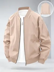 Men's Casual Spring Fall Jacket, Portable Fashion Zip Pocket Design, Perfect Gift for Boyfriend or Father, Stylish Outerwear