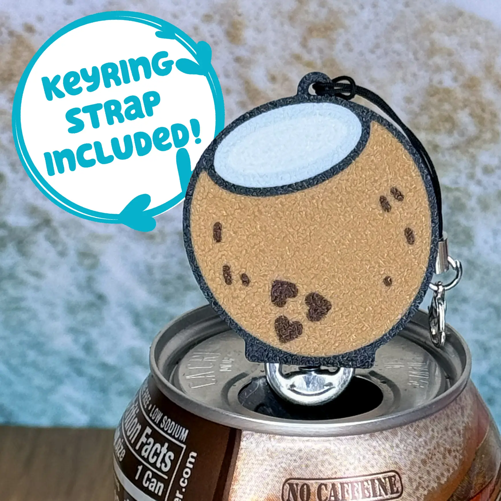 Coconut Love Tab Buddy Soda Can opener - cute fruit tree keychain gift present charm accessory for arthritis, EDS, long nails, sore hands