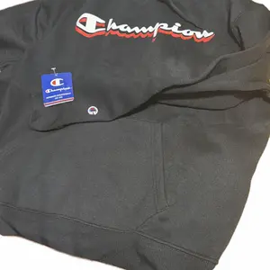 Champion Powerblend Men's Hoodie, Script Logo - Black, XL (GF89H)