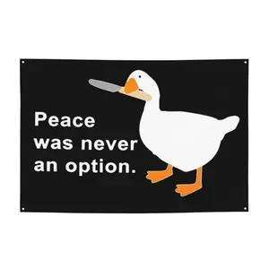 Funny Flags Peace was Never an Option Flag 3x5Ft with four Grommets for Dorm Room Decor