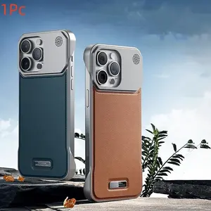 Magnetic Suction Frameless Phone Case, PU Leather Business Phone Protective Cover, Phone Accessories Compatible with iPhone 11 12 13 14 15 Pro Max, Casing