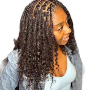Virgin Boho Loose Curly Loc Extensions Curly Ends - 20 Loc Bundle