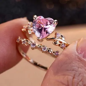Pink Heart Dual Ring - Jewelry Gifts