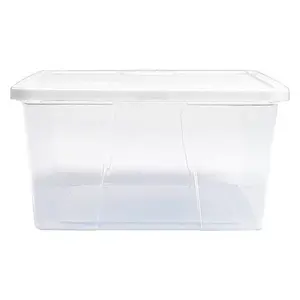 Homz 12 Qt Snaplock Clear Plastic Storage Container Bin with Secure Lid, 4 Pack Boxes Household