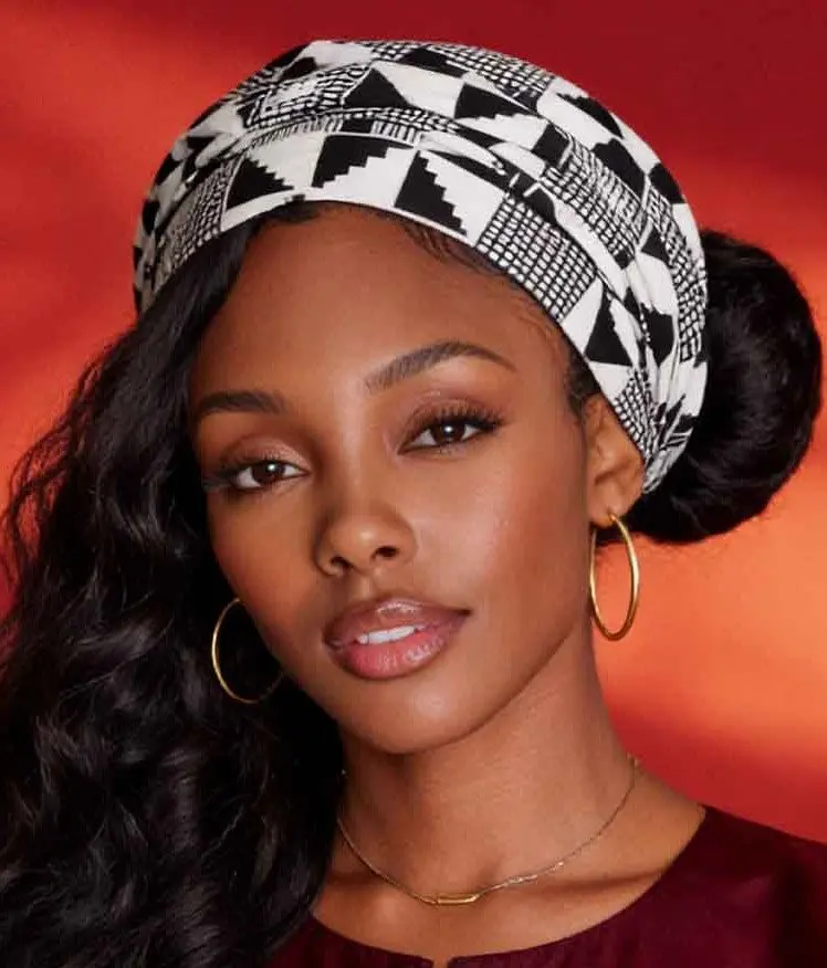 African Headwrap - Premium Cotton Kente Double Print, Female Fit Multi-Use Wrap for Casual Wear (Scarf & Shawl Fashion Accessory)
