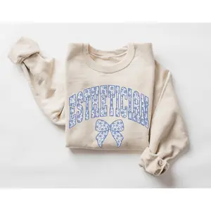 Esthetician T-Shirt or Sweatshirt • Blue Flower Coquette Skin Therapist shirt• Aesthetician Work • Esthetician shirt • Esthetics School hoodie Cotton Fabric Fit