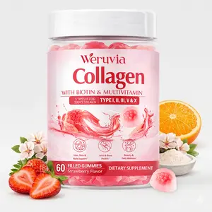Unisex Collagen Peptide Gummies — Sugar-Free Formula containing 1500mg of Hydrolyzed Multi-Collagen Protein; Specially Designed to Enhance Skin, Hair, Nail, and Bone Health; 60-Count Bottle.