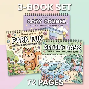 3PCS Adult Coloring Books, Coloring Book Set, Seaside, Park & Cozy Corner Themes, 72 Pages, Opaque Super-Sensitive Paper, Clear Lines, Vibrant Illustrations for Enthusiast, Stunning Patterns for Decoration, Perfect Gift for Easter, Birthdays