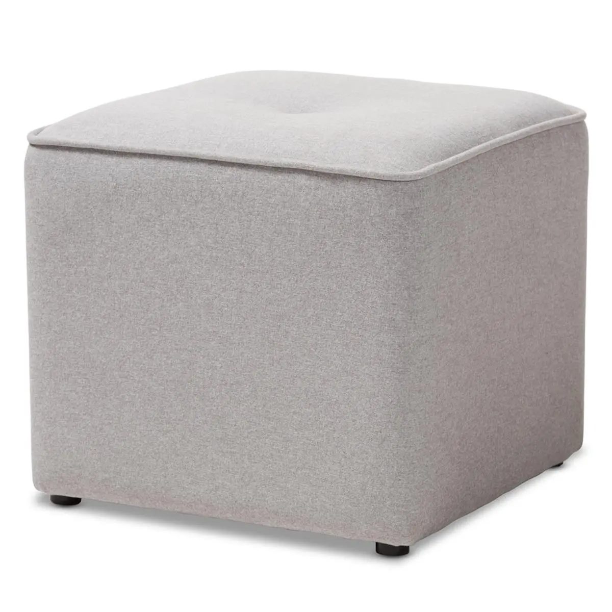 Baxton Studio Corinne Modern & Contemporary Fabric Upholstered Ottoman - Light Gray, Small Spaces, 14.17" H x 15.75" W x 15.75" D, 7.72 lbs, Foam Padded, Wholesale Interiors 1709