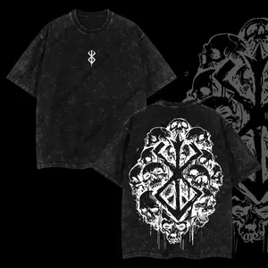 valentine shirts Vintage Oversized Skull Graphic T-Shirt – Washed Black Gothic Streetwear Tee, Horror Punk Rock Heavy Metal Inspired Top, Unisex Edgy Harajuku Fashion Aesthetic Outfit for Men and Women Cotton Fabric Menswear Seamless