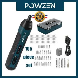 POWZEN 105Pcs 3.6V Cordless Electric Screwdriver Drill Set - Rechargeable Li-ion, All Bits Included for Repairs