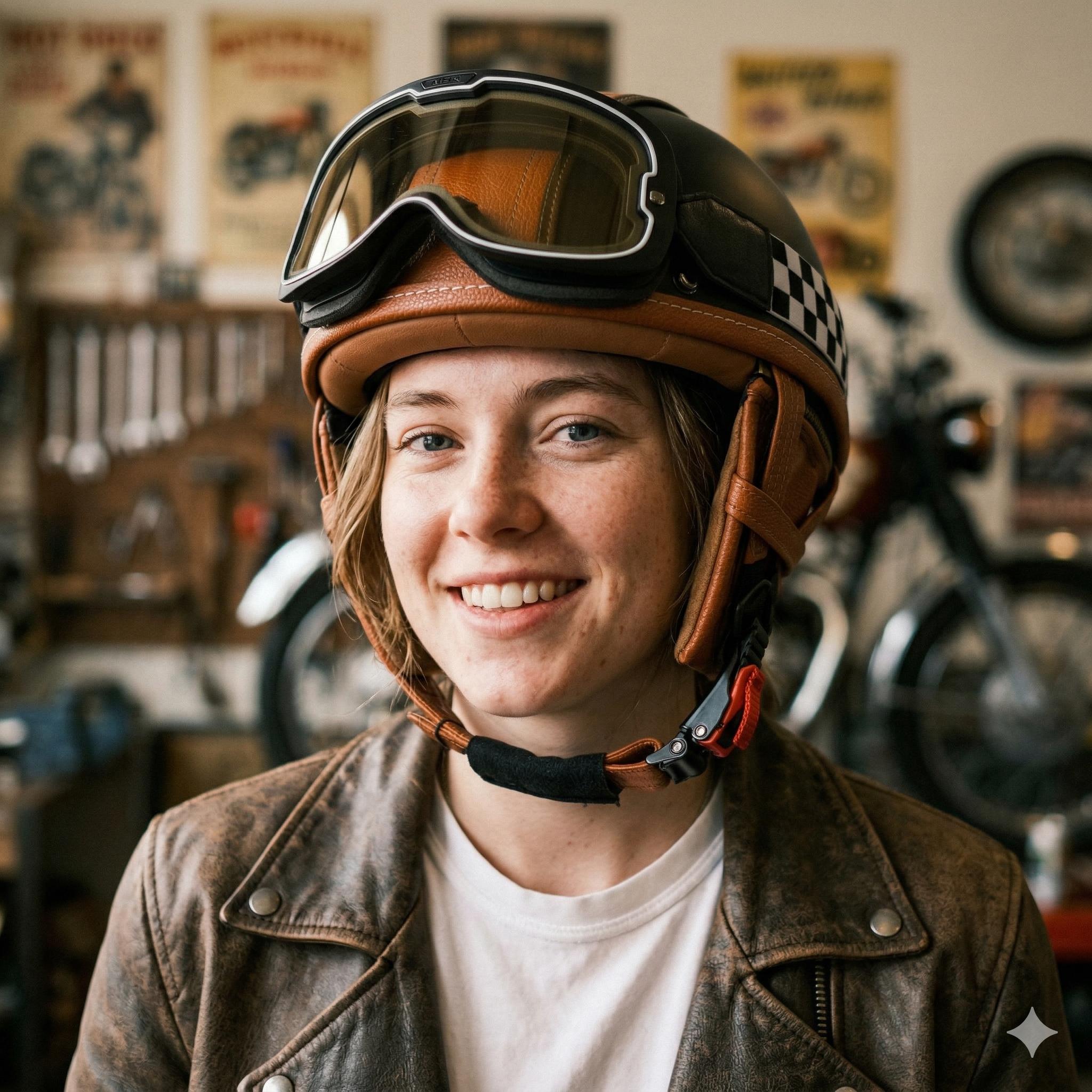 Quickool Moto DOT Vintage Leather Helmet Photochromic Goggles Retro Cafe Racer Scooter Cruiser Biker Men Women