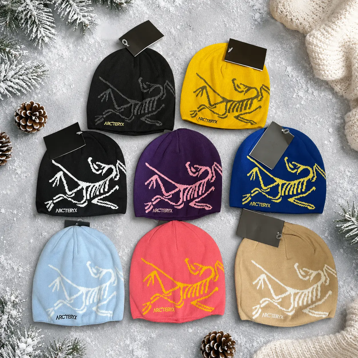 NewColor - Y2K Embroidered Skeleton Knit Beanie | Arc Style Vintage Brown Bird Head Winter Hat | Unisex Outdoor Warm Casual Headwear Accessories