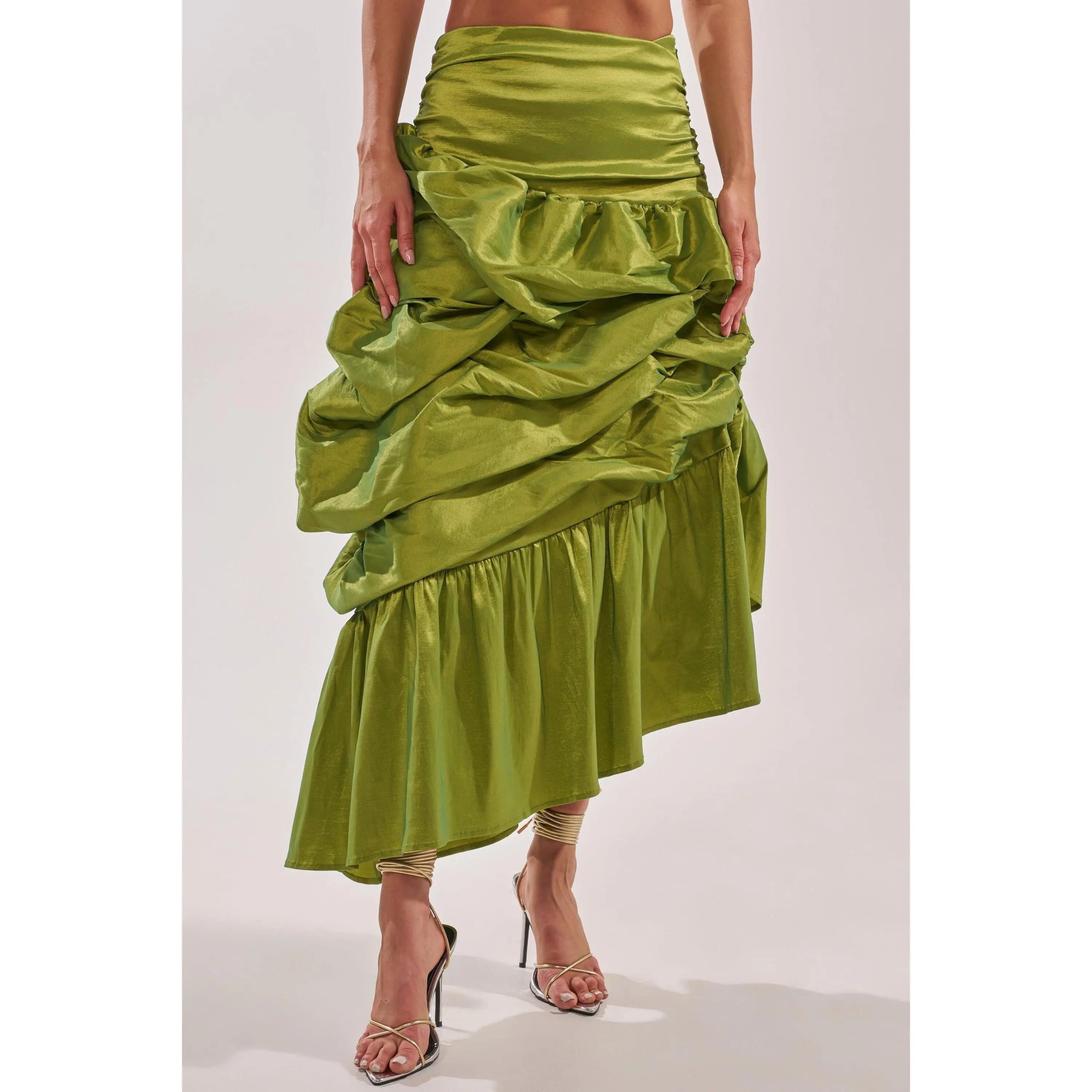 ALL OVER THE PLACE MIDI SKIRT