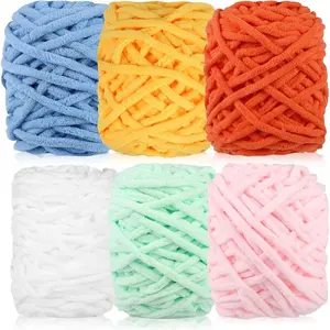 Chenille Fluffy Yarn, Thick Chunky Blanket Yarn for Crocheting Plush Soft Yarn for Knitting Blanket DIY Easter Decorations, 6 Pack 100g Each 3.5 oz 55 Yards(Fresh)