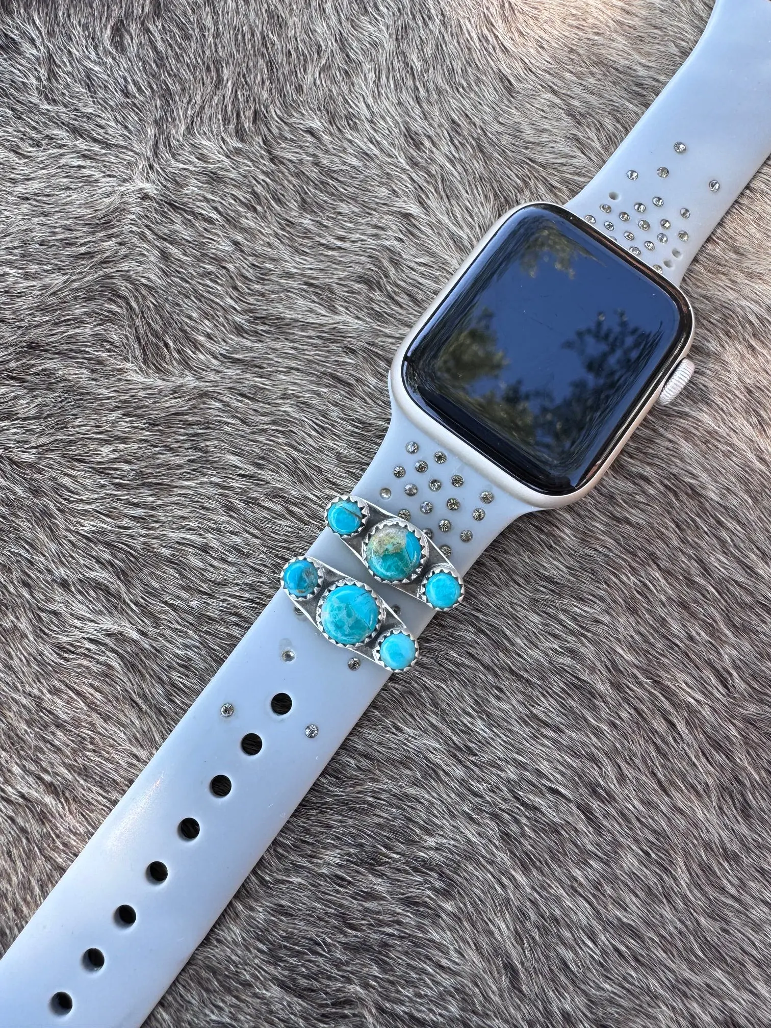 Handmade Sterling Silver Kingman Turquoise Watch Charms with Signed Nizhoni
