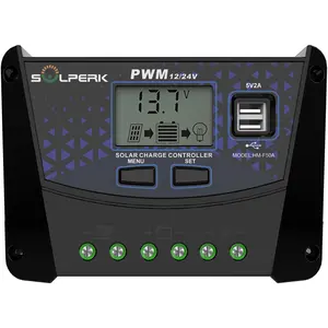 SOLPERK 50A Solar Charger Controller 12V 24V Auto, Solar Panel Battery Intelligent Regulator with Dual USB Port PWM Controller for Gel AGM Lead-Acid Lithium LiFePO4 Battery (50A) Outdoorfun dealsforyou