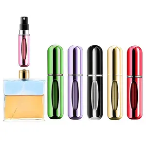 Portable Mini Refillable Perfume Atomizer Bottle Refillable Spray, Atomizer Perfume Bottle, Scent Pump Case, Perfume Atomizer Refillable Travel (5ml, 5 Pack) (Purple, Gold, Green,Red, Black)…