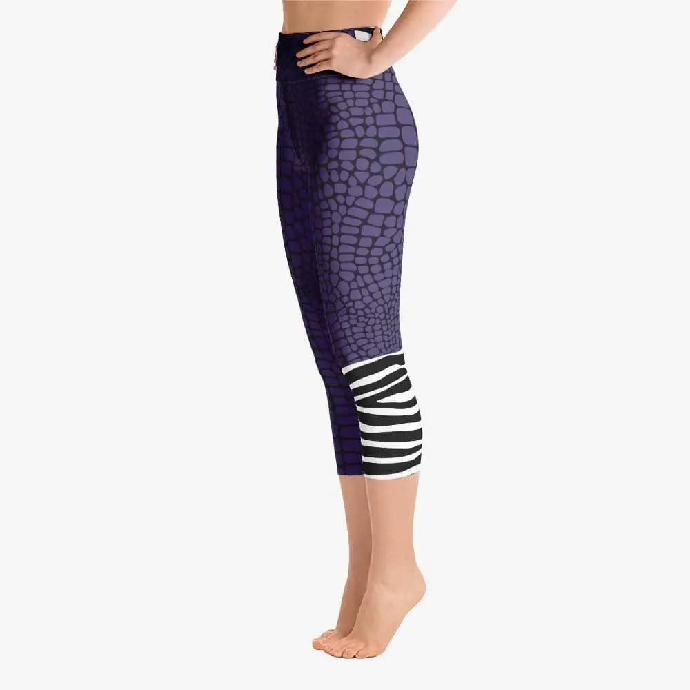 Animal Printed Capris "CrocoZebra" Purple