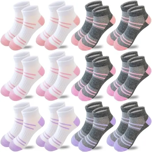 6 Pairs White(3 Color) + 6 Pairs Grey(3