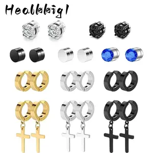 15 Pairs Magnetic Stud Earrings, Stainless Steel Clip On Earrings women vintage rings hoop jewelry men rook pretty screw thick titanium fashionable lightweight cartilage back outdoorfun