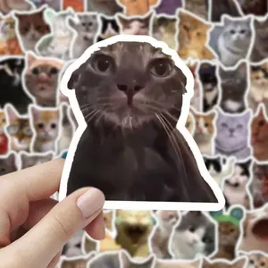 [Cat Sticker Pack] 100pcs Cute and Funny Cat Sticker Pack - Decorative Stickers, Adhesive Stickers, Decal Sticker, Trendy Instagram-Style Memes for Laptops, Suitcases, Computers, Chairs, Walls, Cabinets