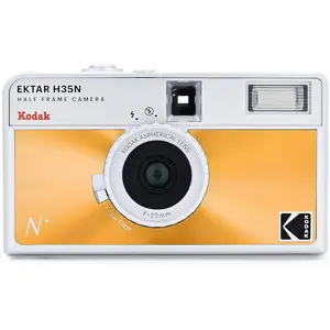 Kodak EKTAR H35N Half Frame Film Camera, 35mm, Reusable, Focus-Free, Bulb Function, Built-in Star Filter, Coated Improved Lens (Film & AAA Battery are not Included) (Glazed Orange)