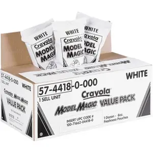 Crayola Model Magic Moldable Clay - White, 8 oz, Pack of 12, CYO574418, Craft Art Molding & DIY Pottery Ceramics Toy