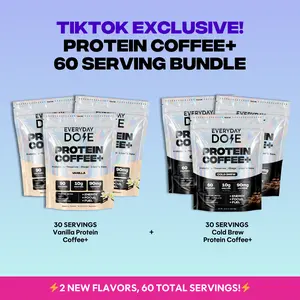 Everyday Dose Protein Coffee+ Bundle | Vanilla & Cold Brew | 10g Protein, Lion's Mane, Chaga & L-Theanine | 60 Servings | TikTok Exclusive