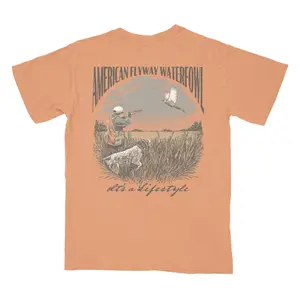 American Flyway Waterfowl Men's Burnt Orange Fitted Pheasant Print Graphic T-Shirt - Short-Sleeve, Round Neck, Pocketed, Elegant Casual Sports & Outdoor Top, Shortsleeve