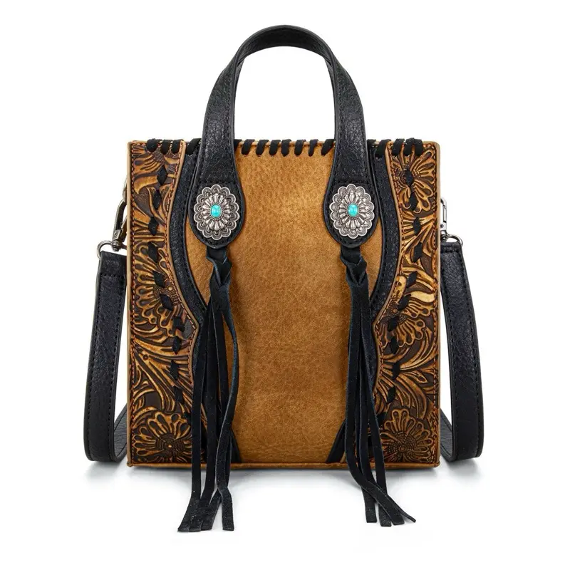 Trinity Ranch Concho Collection Brown Mini Tote/Crossbody Bag