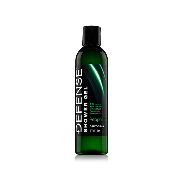 Defense Soap Peppermint Shower Gel 8 oz. Bottle - Organic Coconut, Eucalyptus & Tea Tree Oils