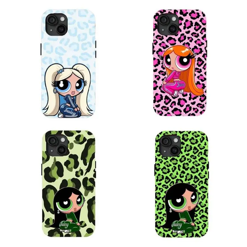 Y2k 90s Cartoon Powerpuff Girls Smartphone Casing, Girly Handheld Cellphone Accessories, Compatible with iPhone 17 Air/16 Pro Max/15/14/13/12/11 & Samsung Galaxy S21-S25, Perfect Lovely Gift for Her