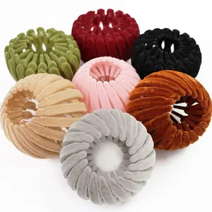 7Pcs Lazy Bird's Nest Plate Hairpin, Expandable Ponytail Holder, Velvet Hair Clips, Hair Accessories for Women