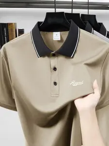 Unisex Straight Leg Casual Sport Polo Shirt, Outdoor Running Equestrian Golf Wear, Arsenal Letter Print, Quick Dry Mesh Fabric