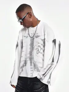 Men's Loose Waffle Print Long Sleeve T-Shirt, Soft Texture Oversized Street Style, Y2K Cool Fashion for Casual Daily Wear