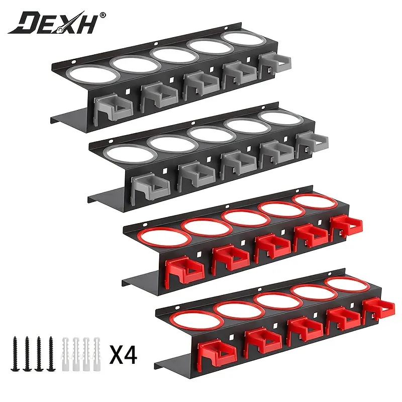 Wall Mounted Multi-purpose Construction Tool Organizer - Garage Work Accessories Storage Racks with Spray Bottle Holder, Brush Holder, Utility Shelves, Black-Red/Black-Gray Options for Car Interior Stowing