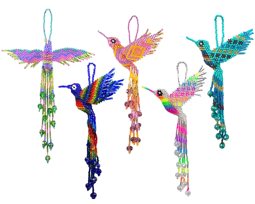 Beaded Ornament - Colorful Beaded Hummingbird Ornaments with Elegant Design