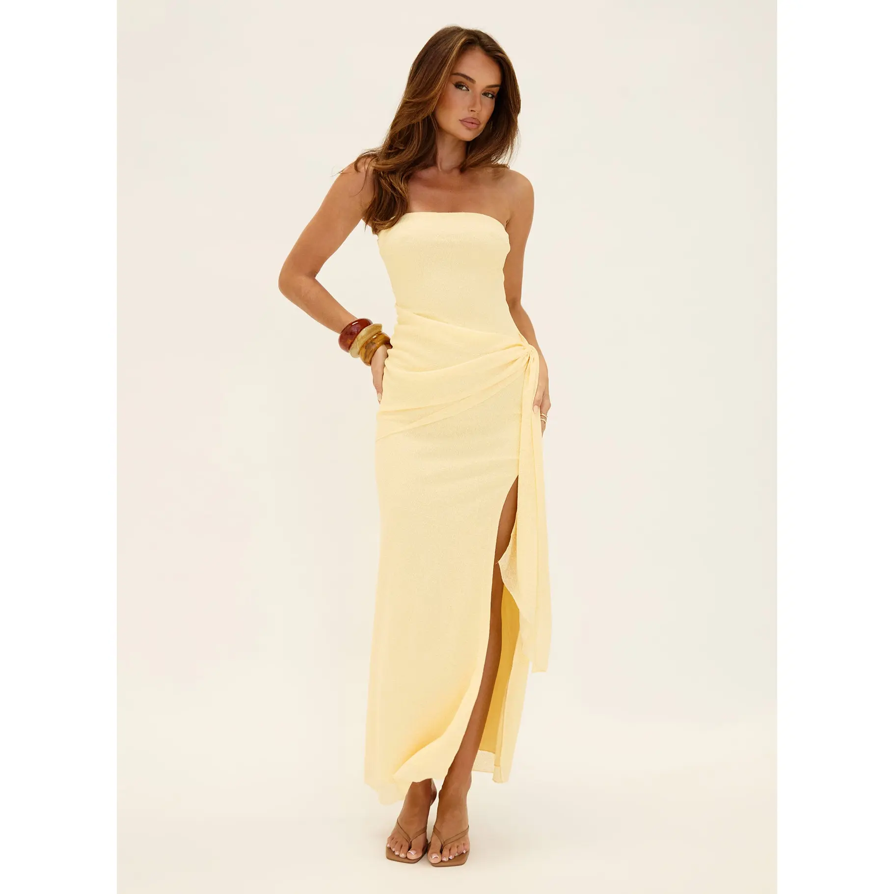 Analeah Strapless Maxi Dress Lemon Yellow Analeah Strapless Maxi Dress Lemon Yellow