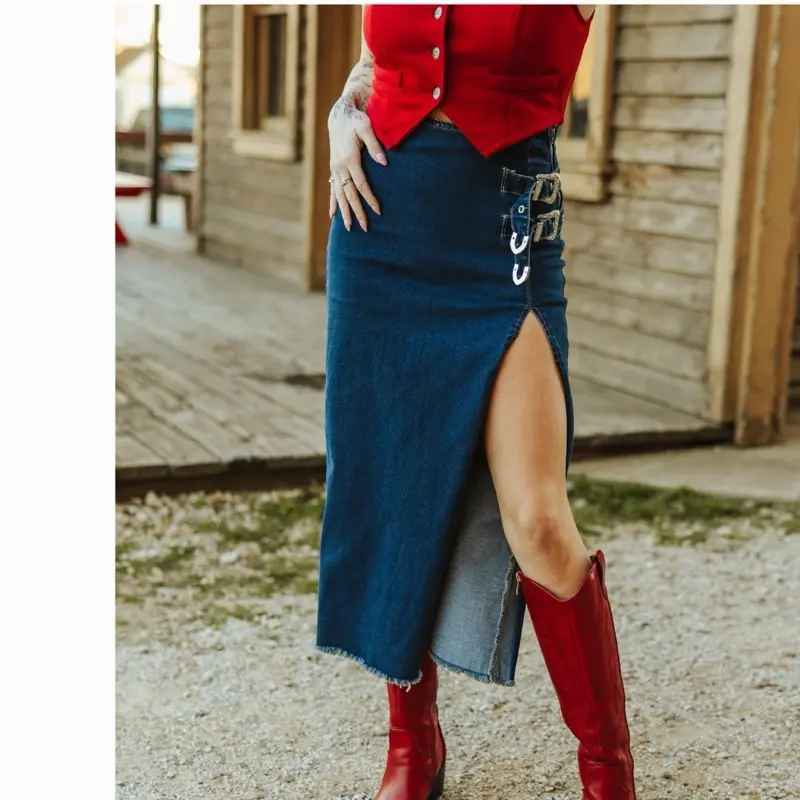 Women’s Denim Buckle Skirt