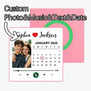 Upgrade Colorful Album Fridge Magnet with Frame Custom Memory Date & Photo Personalized Wedding Song Fridge Magnets Can Play Music Custom Calendar Fridge Magnets Anniversary Gifts for Couples