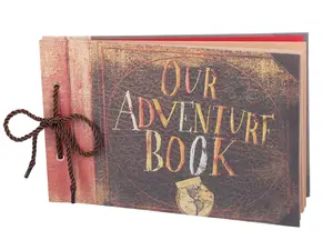 Our Adventure Book, Scrapbook Photo Album, Embossed Words Hard Cover Movie Up Travel Scrapbook for Anniversary, Wedding, Baby Shower, Travelling